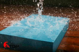 Water splash on extruded polystyrene foam board surface
