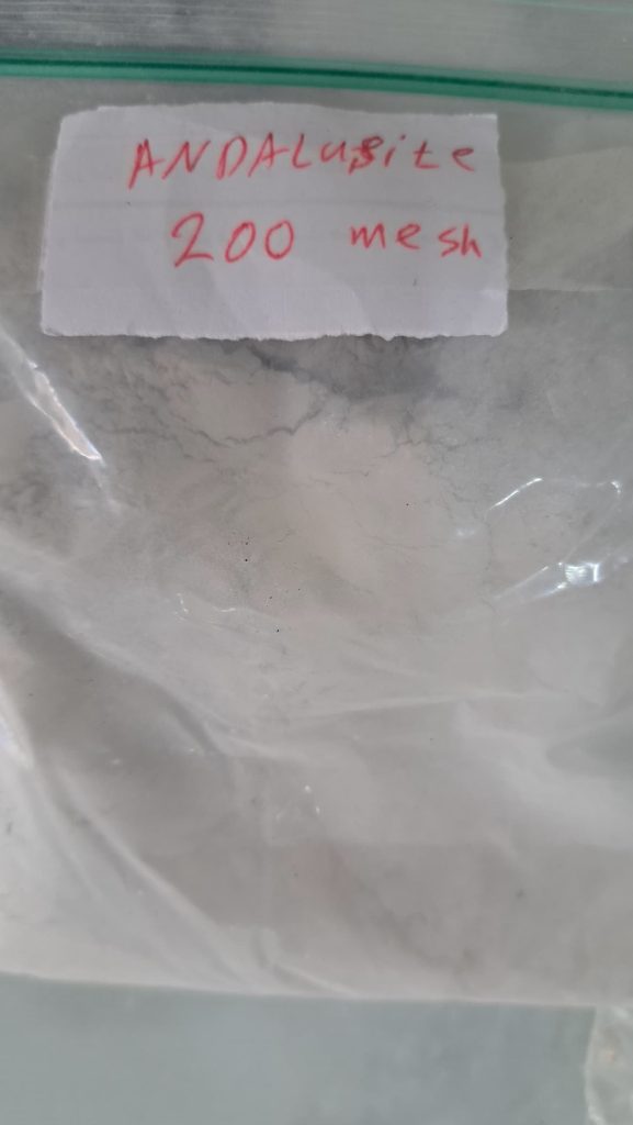 Andalusite powder in fine mesh grades for refractory applications.