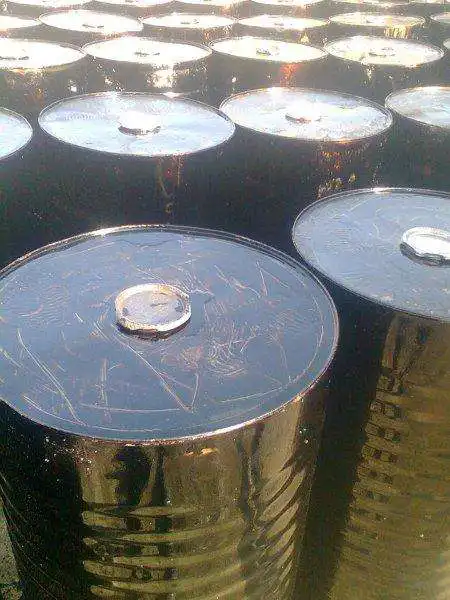 Bitumen 30/40 packed in new steel drums for export.
