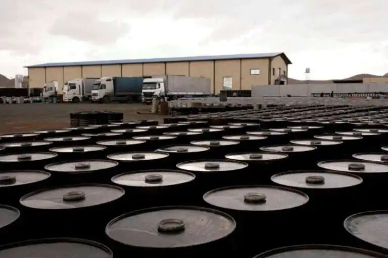 Bitumen 160/220 drums stored in ATDM yard ready for loading and export.