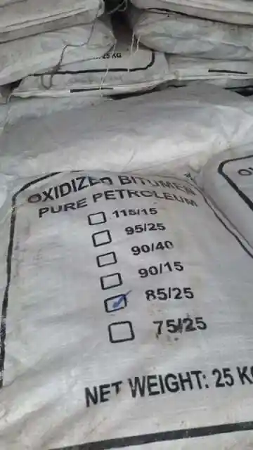 Oxidized Bitumen 85/25 packed in 25 kg bags ready for export.