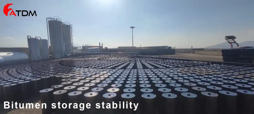 Bitumen storage stability in ATDM facility with drums arranged for cooling