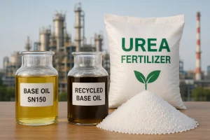 recycled base oil for urea fertilizer